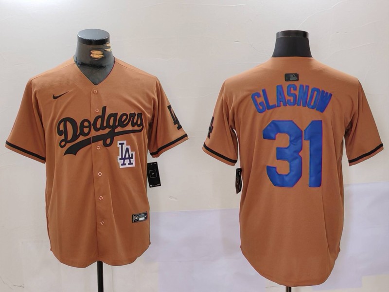 Men Los Angeles Dodgers #31 Glasnow army green joint name 2024 Nike MLB Jersey style 6